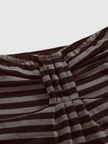ROMWE Goth Y2K Vintage-Inspired Striped Cropped Midriff Camisole