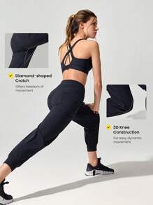 GLOWMODE Big Chill Quick-Dry Lightweight Adjustable Drawstring High-Waist Multi-Pocket Joggers High Impact Running Jogging Training Gym Workout Fall Winter - Black - View 5