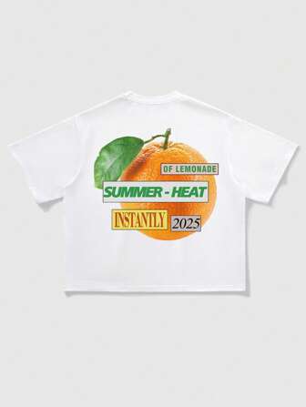 Street Life Herren Sport Lässig orangefarbenes Muster Kurzarm T-Shirt für den Sommer