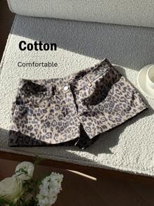 Comfortcana Western Style Music Festival Low Waist Leopard Print Shorts