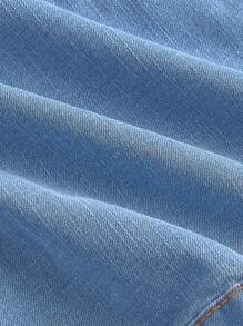 SHEIN MOD 女士牛仔夹克和外套，夏季时尚长袖 - 淺色水洗藍 - 查看 4