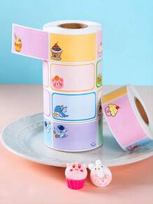 SHEIN 280pcs Cartoon Name Stickers, Colorful Label Stickers, Self-Adhesive Cube Stickers For Students Back To School Back To School