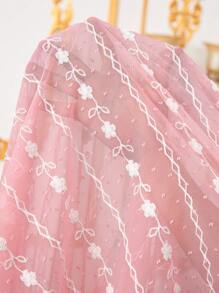 SHEIN Maternity Floral Jacquard Shirred Ruffle Sleeve Elegant Midi Dress,Pink Maternity Dress - Khaki - View 6