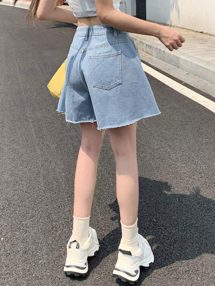 Women's Casual Washed Denim Shorts, Summer Jorts