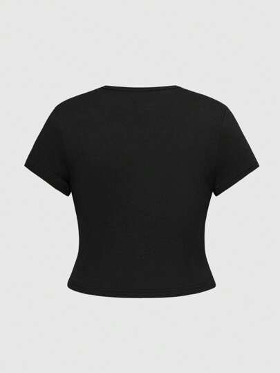 Goth Gothic Palace Glamorous Heart, Teardrop, Eye, Star Print Black Plus Size Women T-Shirt