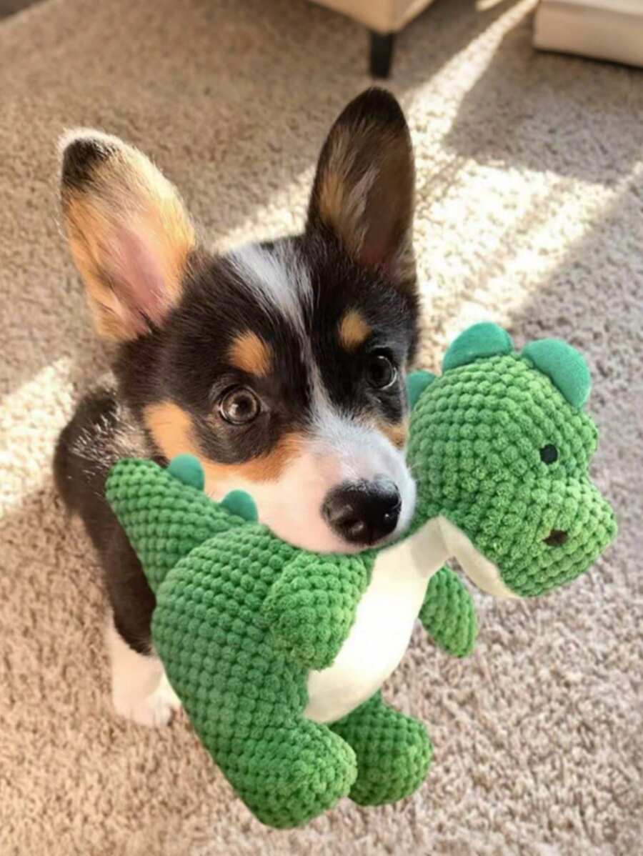 Chewy Plush Dinosaur Dog Toys Squeaking Interactive Pet Toy Suitable Medium Dogs Teeth Cleaning Large Dogs Stuffed Toy - Green - View 1