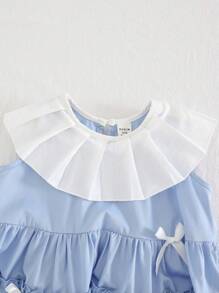 Cozy Pixies Vestido sin mangas con volantes en el bajo y lazo decorativo para niña bebé, con contraste de color - Multicolor - Ver 8