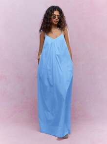 MISSGUIDED Tying Knot Detail Strap V-Neck Maxi Dress Cute Sundress