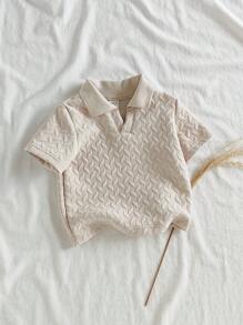 SHEIN Vintaside Kids Baby Boy Cute Comfortable Versatile All-Match Casual Fashion Textured Special Fabric Top