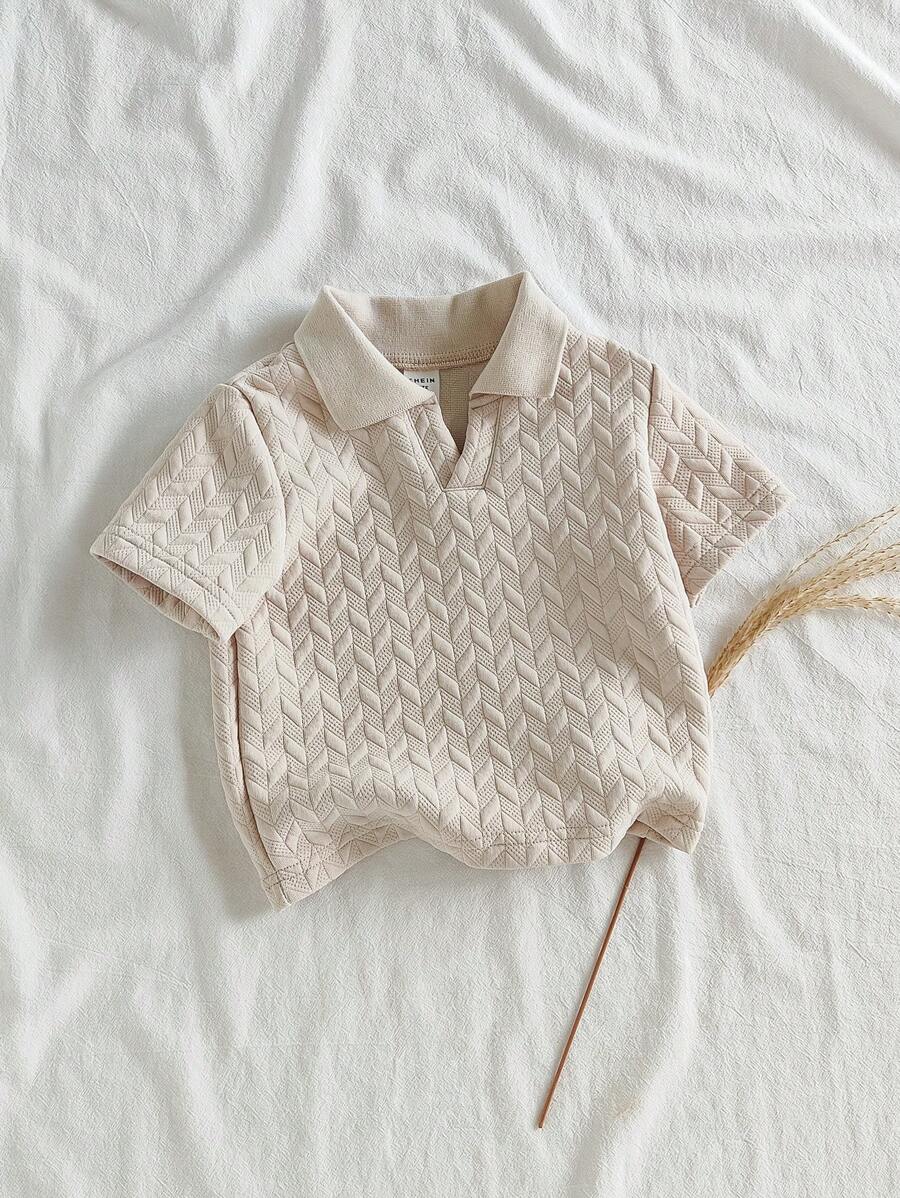 SHEIN Vintaside Kids Baby Boy Cute Comfortable Versatile All-Match Casual Fashion Textured Special Fabric Top