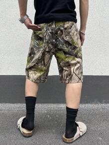 Manfinity EMRG Men's Casual Branch Print Denim Shorts For Summer - Multicolor - View 2