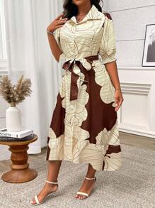 Chiquease Women's Floral Printed Front Short Back Long Casual Summer Vacation Dress Maxi Women Outfit - Brown - View 7