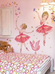 1 件 PVC 墙贴，创意人物和天鹅图案家居贴纸，贴纸，墙贴花，卧室家居装饰乙烯基贴花，春季装饰品让您的家焕然一新，拉玛装饰贴纸 - 彩色 - 查看 8