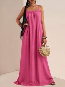 Zivah 2025 Summer New Arrival Music Festival, Easter, St. Patrick's Day, Western, Nomadic, Birthday Party, Graduation, Student, Daily Wear, All-Match Versatile, Casual, Vacation, Cruise, Beach, Sunbathing, Internet Celebrity, Spaghetti Strap, Adjustable Buckle, Vertical Texture, Loose, Khaki Women Dress Summer Dresses For Women,Sun Dresses For Women