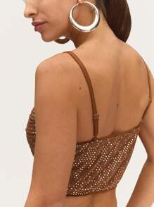 Nöista Brown Metallic Ruched Camisole TopA Shimmery Brown Metallic Camisole Featuring Ruched Detailing, Ideal For Graduation Parties Or Evening Celebrations. - Brown - View 5
