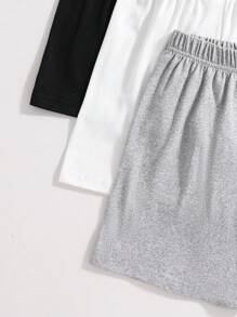 SHEIN 3pcs/Set Cute Teddy Bear Print Boy's Short Sleeve T-Shirt And Sports Pants Outfit