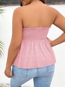 SHEIN Frenchy Plus Size Women Solid Color Strapless Top, Minimalist And Fashionable, Suitable For Summer - Pink - View 2