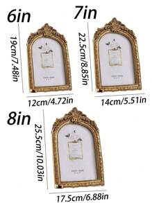 1 pieza Marco de fotos con arco dorado vintage, estilo europeo con forma de ventana para decoración del hogar, regalo de boda