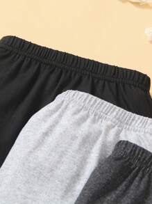 SHEIN Playful Pals 4 件套男婴纯色简约无脚连体裤套装，适合运动、家居和休闲穿着，春秋季 - 彩色 - 查看 3