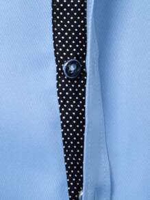 Manfinity Mode Casual Color Block Long Sleeve Shirt For Men, Dress Shirts, Fall - Blue - View 5