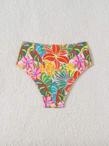 Swim Lushoire Damen Sommer zufälliges Blumen-Muster High Waist Badeshorts, schlankende Bikini-Hose für Strandurlaub