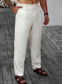 Manfinity RSRT Plus Size Men's Solid Color Casual Pants, Suitable For Summer - Apricot - View 5