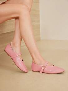 MOTF PREMIUM VERSATILE MARY JANE SQUARE TOE FLAT SHOES - Dusty Pink - View 5
