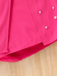 Elegantes 2 Stücke Set für große Mädchen mit Top mit großer Schleife und Skort mit Perlenverzierung, Rosa