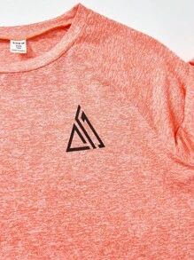 SHEIN Leap Crew 2pcs Tween Boy Sports & Casual Outfit: Soft, Comfortable Graphic Print Crew Neck T-Shirt And Contrast Color Letter Print Splice Leggings Pants, Suitable For Spring/Summer, Daily Wear, Outdoor Play, School, Street, Party, And Leisure - Multicolor - View 9