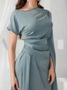 Coutiva Váy dạ hội cao cấp, thiết kế bất đối xứng sang trọng thanh lịch cho dạ hội trang trọng, váy dự tiệc, cho khách dự tiệc cưới - Màu xanh Bạc hà - Xem 4