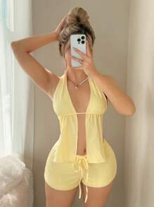 Sweetina 2 件套女士吊带上衣和短裤套装，夏季时尚