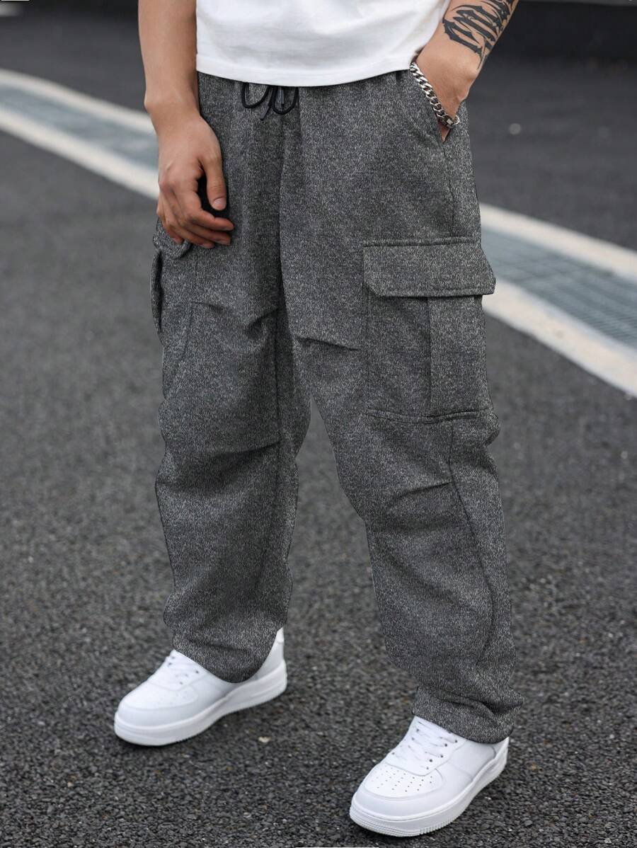 Manfinity Homme 大码男式休闲翻盖口袋运动裤