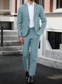 Manfinity Mode Men's Business/Commuter Suit Set, Jacket And Trousers