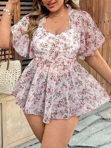Flirla Plus Size Short Sleeve Shirt, Fashion And Suitable For Summer - Pink - View 3