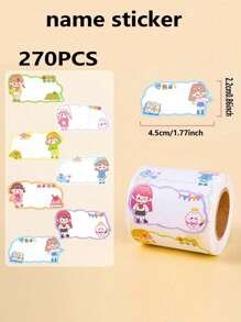 SHEIN 280pcs Cartoon Name Stickers, Colorful Label Stickers, Self-Adhesive Cube Stickers For Students Back To School Back To School