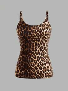 SHEIN EZwear 4 件套豹纹和斑马纹印花休闲简约吊带短款上衣，适合夏季 - 彩色 - 查看 7