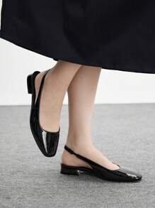 CUCCOO BIZCHIC 女士时尚黑色简约大方低跟方头玛丽珍平底鞋，适合通勤、约会、聚会、购物、度假