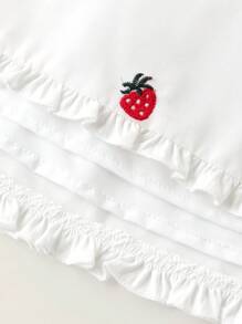 Maija Kids Maija Kids Loose Casual Strawberry Print Frill Collar Shirt For Young Girls - White - View 5