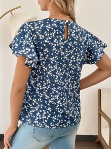 SHEIN Maternity Casual Ditsy Floral Ruffle Hem Blouse, Summer - Multicolor - View 2