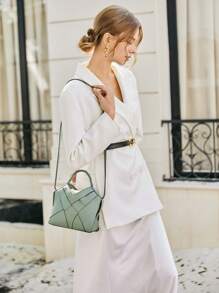 SHECARRY Women Simple Practical Tote Bag, Solid Color - Green - View 8