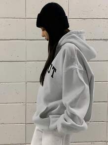 DAZY Letter Graphic Drop Shoulder Oversized Drawstring Hoodie,Fall Clothes