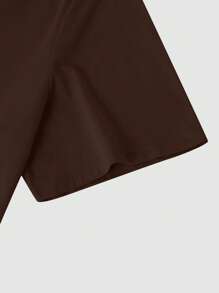 Manfinity Homme Plus Size Men Plain Round Neck Short Sleeve Casual Versatile T-Shirt - Coffee Brown - View 4