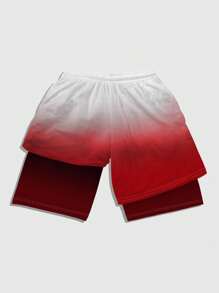 ROMWE MEN Batman X ROMWE Men's Ombre Color Drawstring Casual Shorts, Summer