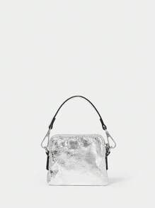 SHECARRY Women's Fashionable Personalized Street Style Edgy Y2K Versatile Mini Bag, Can Be Worn As Shoulder/Handbag/Clutch, 2000s Fashion Style Bag For Women - Bright silver - View 5