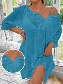 Swim Lushoire 1 pezzo Copricostume taglia curvy, monocolore, con laccetti, comodo e morbido