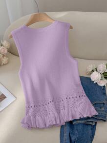 CosyJoli 大码女式时尚休闲优雅度假杏色经典演唱会夏季沙滩装海滩商务 Y2K 毛衣背心 - 紫丁香色 - 查看 2