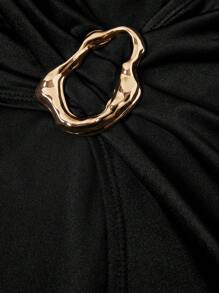 Ellevyn Abito da donna elegante a vita attorcigliata con bottoni in metallo, adatto per l'ufficio e il casual, abbigliamento estivo da donna, abiti da donna