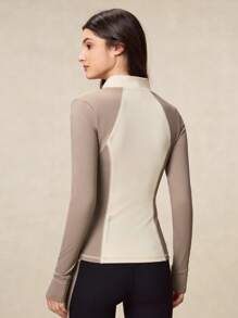 OutZeal Sweat Wicking Breathable Tight Fit Color Blocking Secure Pockets Yoga Jacket Workout Jacket