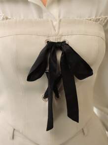 ZEYLAH Women Solid Color Front Tie Tube Top - Beige - View 2