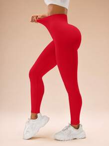 SHEIN Sports Minimalist Solid Color High Waist Seamless Workout Leggings